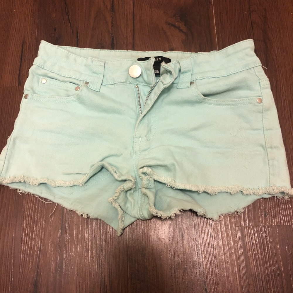 Mint denim cutoffs